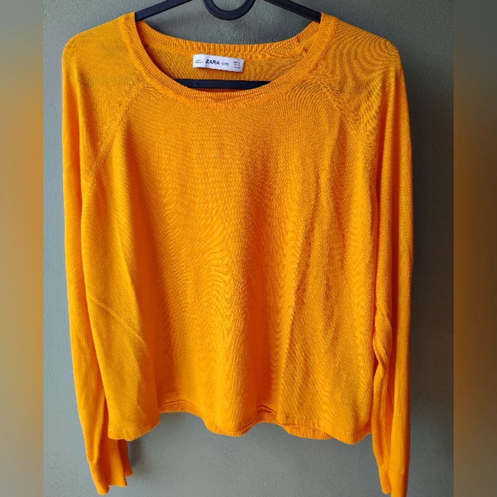 Zara Bright Yellow Crew Neck Sweater